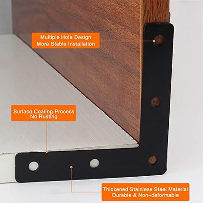 Waziaqoc 10pcs Flat L Corner Braces (80x80mm/3.15"x3.15"), Stainless Steel Corner Brackets Joint Right Angle Bracket Furniture Flat Repair Mending Plates with Screws for Wood - size: 10pcs 80 X 80 Mm