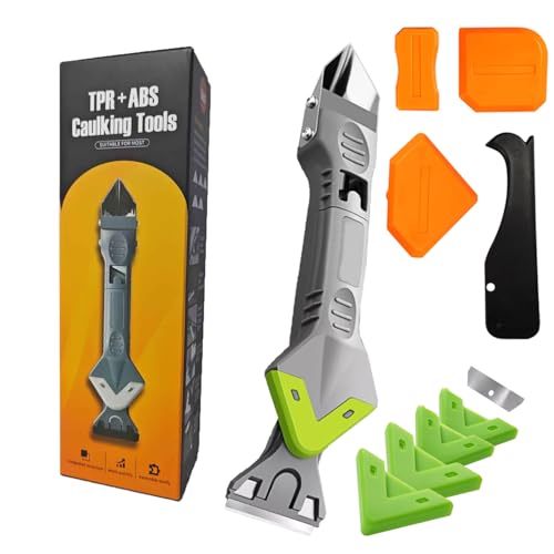 9 in 1caulk smoothingand Grouting Tool, silicone remover，Sealant Trimming and Removal Tool with Grout Squeegee for Bathrooms, Windows, Doors, Kitche - color: Green