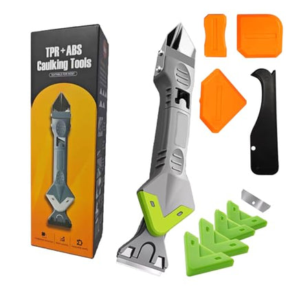 9 in 1caulk smoothingand Grouting Tool, silicone remover，Sealant Trimming and Removal Tool with Grout Squeegee for Bathrooms, Windows, Doors, Kitche - color: Green