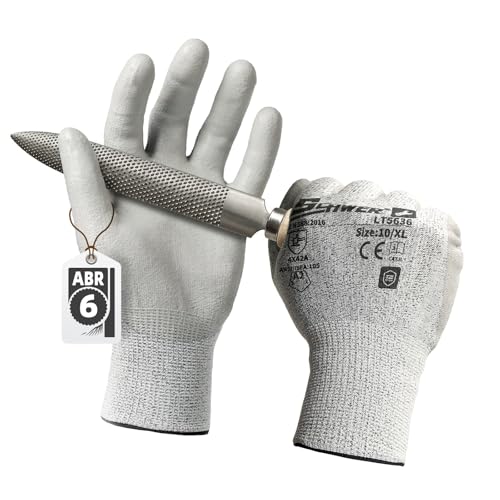 Schwer Safety Work Gloves with Certified Level 6 Abrasion Resistance, ANSI A2 Cut Resistant Gardening & Fishing Gloves with Grip, General Working Gloves for Construction, Mechanic, LT5636, XL - size: X-Large, style: 1 Pair