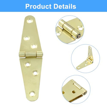 Piutouyar 6 Pcs Heavy Duty Gold Strap Hinges, 2 Inch Shed Hinges Cabinet Latch Door Hinge Gate Hinge with Mounting Screws - color: Gold
