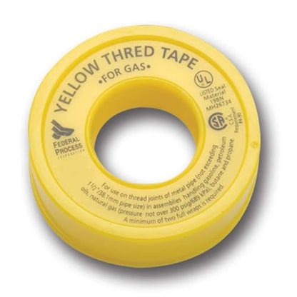 Gasoila Yellow PTFE Thread Seal Tape – Professional-Grade, 1/2 Inch x 260 Inch, High-Density Thread Tape for Gas Lines– Leak-Proof Seal, Non-Toxic - size: 1/2 Inch x 260 Inch Roll- 1 Pack