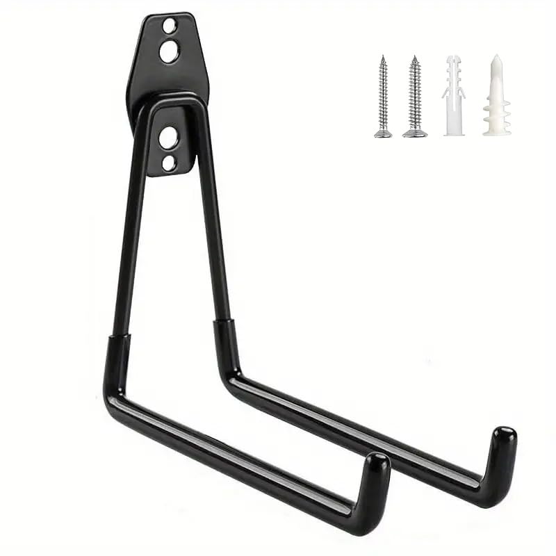 Large Wall-Mounted Garage Organization Rack, Industrial-Grade Garage Storage Hooks, Space-Saving Storage Solution for Ladders, Bicycles, and Tools, Black