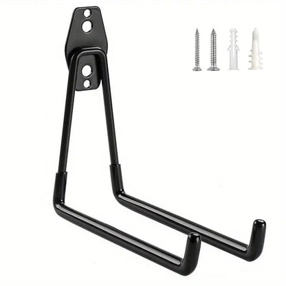Large Wall-Mounted Garage Organization Rack, Industrial-Grade Garage Storage Hooks, Space-Saving Storage Solution for Ladders, Bicycles, and Tools, Black