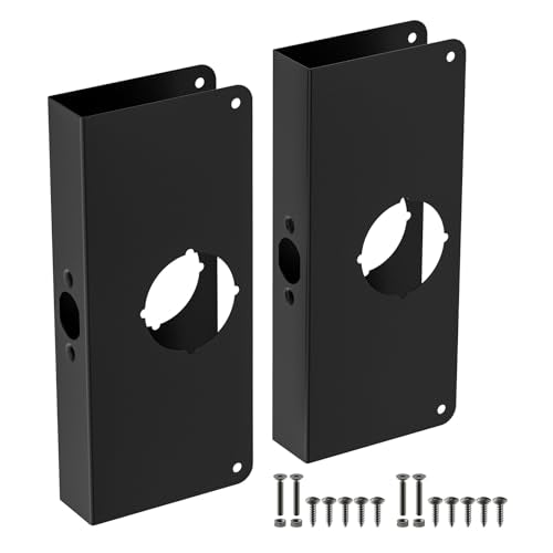 Black U 9585 Stainless Steel Lock and Door Reinforcement Plate for 1-3/8 in Thick Doors, Stainless Steel Finish for Reinforcing and Repairing Doors - 2 Pack - color: Black, size: 2 Pack