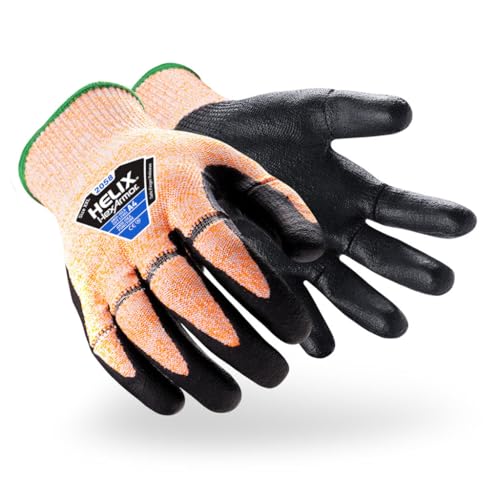 HexArmor Cut-Resistant Impact Protection Polyurethane Palm Knit Work Gloves | Helix® Core 3012 - color: Helix 2058, Black, A4 Cut Resistance, Breakaway Fingers, size: Large (Pack of 1)