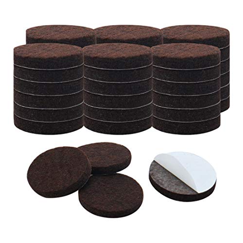uxcell 40pcs Furniture Pads Round 7/8" Dia Self-stick Non-slip Anti-scratch Felt Pads Floors Protector Dark Brown - size: 22 x 5mm