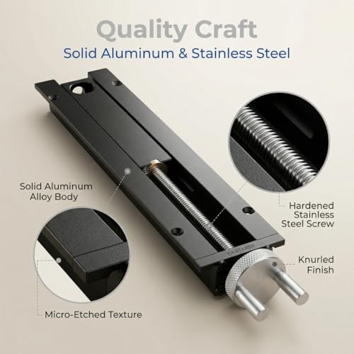 Woodworking Bench Tail Vise, 0-110 mm Stroke 20mm Table Hole Stainless Steel Anodizing Process Quick Shift Woodworking Vise with Crank Wheel Workbench Vises for Drilling