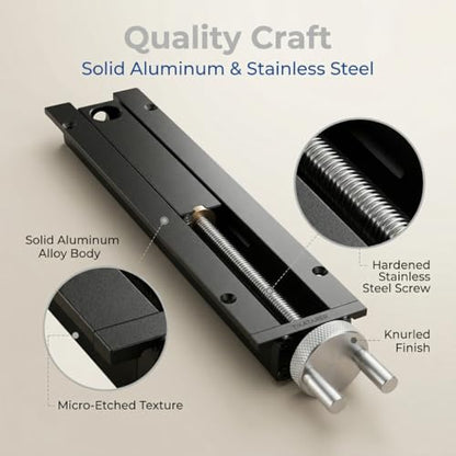 Woodworking Bench Tail Vise, 0-110 mm Stroke 20mm Table Hole Stainless Steel Anodizing Process Quick Shift Woodworking Vise with Crank Wheel Workbench Vises for Drilling