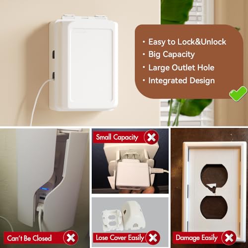 Mom's Choice Gold Awards Winner - EUDEMON 1 Pack Updated Baby Safety Electrical Outlet Cover Box Childproof Plug Cover - More Space for Large Plugs Easy to Install & Use (White) - color: White