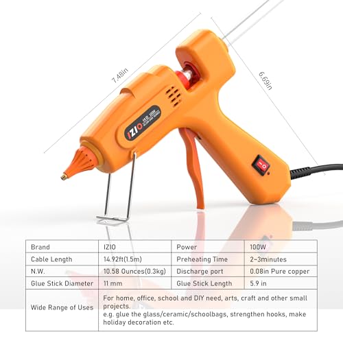 IZIO hot glue gun and sticks set with 21 glue sticks(7/16"), storage pouch, copper nozzle,Equipped with anti scalding mouth, safe switch, ergonomic grip, lightweight for diy projects, home repairs. - color: Pink