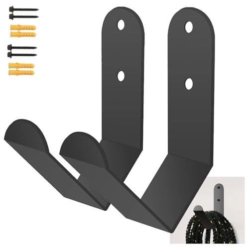 Yuleimy Battle Rope Storage Hook, Heavy Duty Wall Mount Gym Rope Hanger Bracket, Holds 100 LBS, Large Steel Organization Rack for Home & Commercial Gyms, Black, 2 Pack - size: 2 Pack