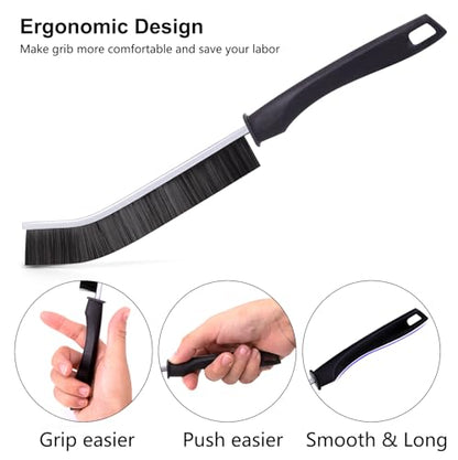 Ginsco 7 Pcs Hard Bristle Crevice Cleaning Brush Kit, Multifunctional Hand Held Gap Cleaning Tools for Small Corner Window Track Kitchen Bathroom