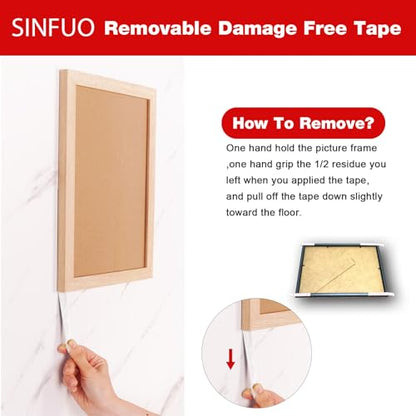 Sinfuo Double Sided Foam Tape Heavy Duty, Removable Damage Free Adhesive Tape, Residue Free Tape Picture Hanging Adhesive Strips Suitable for Indoor and Outdoor Installation Home Office(0.74" x 22Ft) - size: 0.74in x 22ft