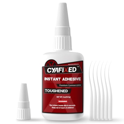 CYAFIXED Toughened Super CA Glue, Professional Grade Cyanoacrylate Instant Adhesive, 2 oz. (56.8 Grams) - CA Glue for Rubber, Leather, Carbon Fiber, Speakers and Seals - size: 2 Oz, style: Toughened