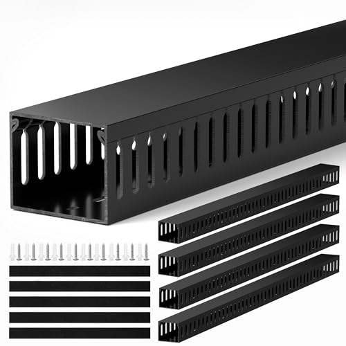 ZhiYo H2in x W2.4in Professional Server Rack Cable Management Raceway, 95in (4X L23.6in) Cable Raceway Kit, Electrically Safe PVC, Open Slot Wire Hider for Under Desk/Computer/Network Cords - color: Black, size: 2in H × 2.4in W × 95in L