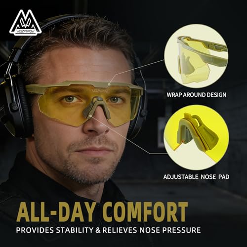 Shooting Glasses Anti Fog with High Definition Lenses, ANSI Z87+ Certified Tactical Safety Glasses for Men Women - color: D6-yellow / Grey