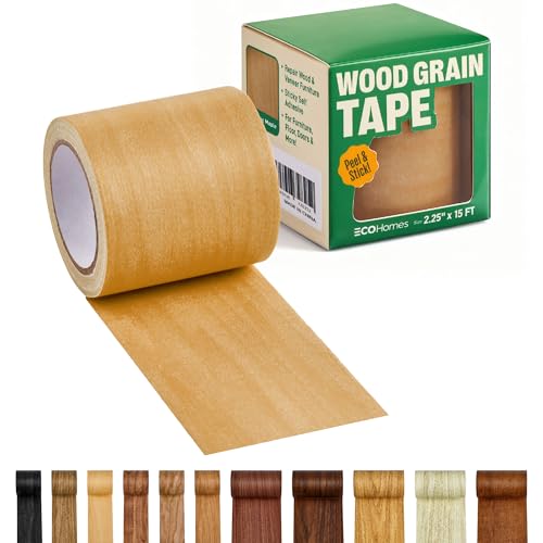 Wood Grain Repair Tape - Self Adhesive Brown Wood Colored Tape for Furniture Repair | Peel & Stick Veneer Strips Trim, Woodgrain Duct Tape for Furniture, Vinyl Floor, Door Patch Kit (Classic Maple) - color: Classic Maple, size: 2.25 Inch By 15 Ft