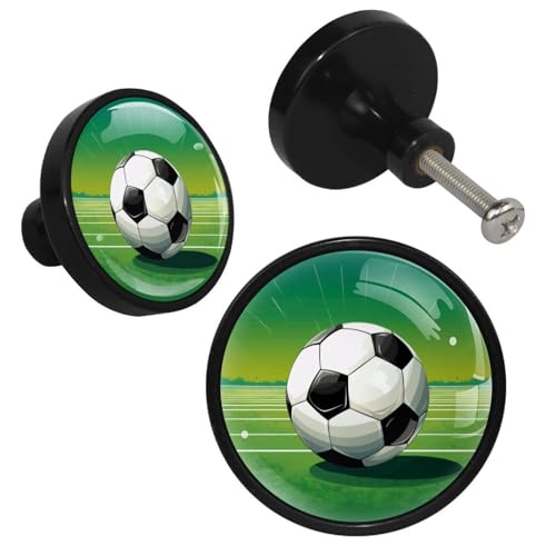 4PCS Round Kitchen Cabinet Knobs with Screws, Drawer Pulls Dresser Knobs, Soccer - color: color6119