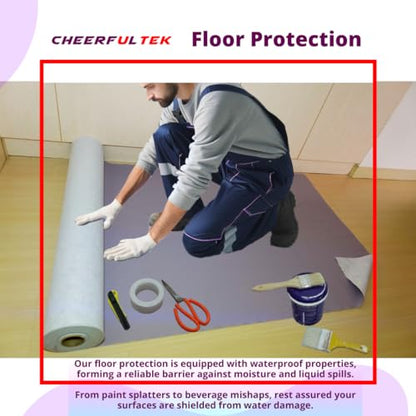 Heavy-Duty Temporary Floor Protection, All Purpose Scratch & Waterproof-Worry Free, Underlayment, Renovation & Construction Canvas Drop Cloth Tarp, Anti-Slip, Durable, Reusable 3'x150'-450 SQFT