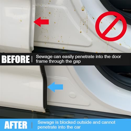 Double Layer Car Door Seal Strip, 32.8FT 2 Holes B Shape Rubber Soundproofing Vehicle Sealing Trim, Self Adhesive Edge Weatherstrip Protector, Universal Automotive Accessories