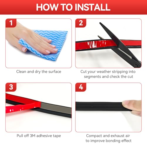 Ribbed Foam Rubber Seal, EPDM Rubber Weather Stripping with 3M 4011 Acrylic Foam Tape Self-Adhesive Bulkhead Seal Gasket Strip for Garage Door/Window/RV/Boat/Automotive/Marine (0.5" W, 25Ft)