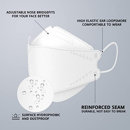 LEVENIS Face Masks 50 Pack, Breathable Comfortable and Disposable Mask, White - color: Adult-white
