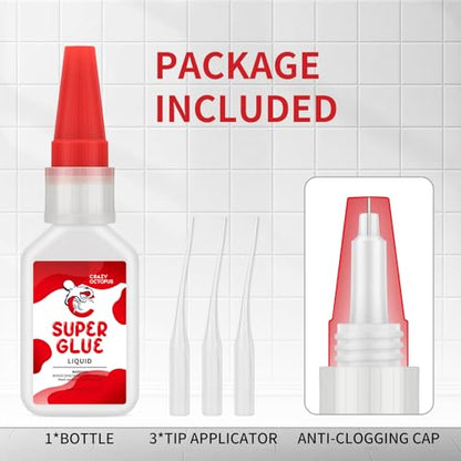 Super Glue, 20g Quick-Dry Strong Adhesive for Plastic, Metal, Wood, Leather, Shoe, Rubber, Glass, Fast Bonding Multi-Purpose Clear Glue for Home Repairs, DIY Crafts - color: 20g