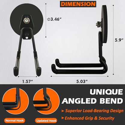 MUTUACTOR Upgraded Magnetic Hooks Heavy Duty,40lbs Anti-Scratch Garage Large Magnet Hooks,2-Pack Super Strong Magnetic Garage Hooks for Organizing Impact Drivers Trailer Cord Garden Tool Box - style: Updated 3.46in Magnet L Black Hooks 2PCS