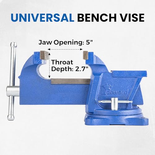 Forward General Purpose Bench Vise 6 Inch Ductile Iron Home Vice with Swivel Base and Anvil, 6" Jaw Width, 5" Max Opening - size: 6 Inch