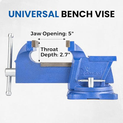 Forward General Purpose Bench Vise 6 Inch Ductile Iron Home Vice with Swivel Base and Anvil, 6" Jaw Width, 5" Max Opening - size: 6 Inch