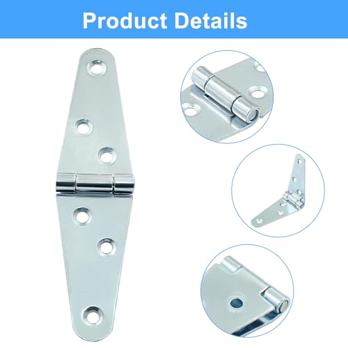 Piutouyar 6 Pcs Heavy Duty Silver Strap Hinges, 2 Inch Shed Hinges Cabinet Latch Door Hinge Gate Hinge with Mounting Screws - color: Silver