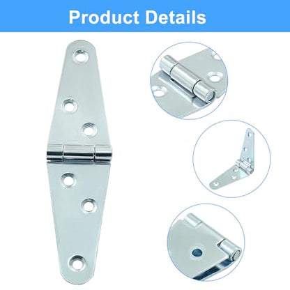 Piutouyar 6 Pcs Heavy Duty Silver Strap Hinges, 2 Inch Shed Hinges Cabinet Latch Door Hinge Gate Hinge with Mounting Screws - color: Silver
