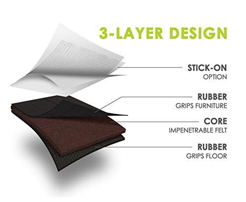 Slipstick GorillaPads 4 Inch Non Slip Furniture Gripper Pads (Pre-Scored to Cut to Size) Stops Sliding and Protects All Hard Floor Surfaces, Optional Self-Stick Adhesive, Square, CB140 - size: 4" Pre-scored