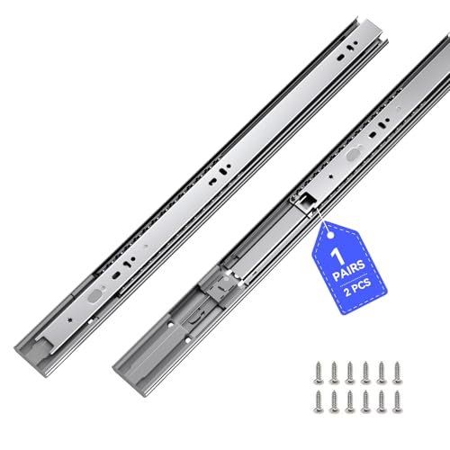 LONTAN 20 Inch Soft Close Drawer Slides 1 Pair Side Mount Heavy Duty Cabinet Drawer Glides Ball Bearing Full Extension Kitchen Cabinet Rails 100 LB Capacity - color: Silver-Soft Close, size: 20 Inch - Drawer Slide