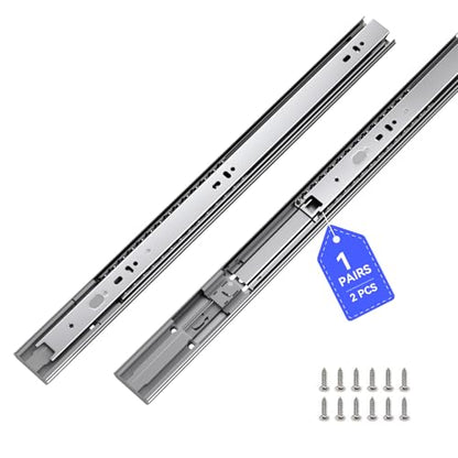 LONTAN 14 Inch Soft Close Drawer Slides 1 Pair Heavy Duty Ball Bearing Dresser Drawer Glides 12.4" Extension Cabinet Rails 100 LB Capacity - color: Silver-Soft Close, size: 14 Inch - Drawer Slide