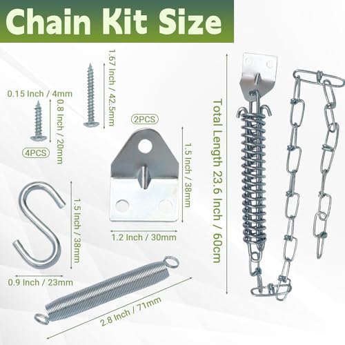 Storm Door Closer Kit with Protector Chains Spring, Complete Screen and Storm Door Hardware Repair Kit with Pneumatic Closer & Latch Set, Adjustable Closing Speed (White) - size: White - 1 Pack