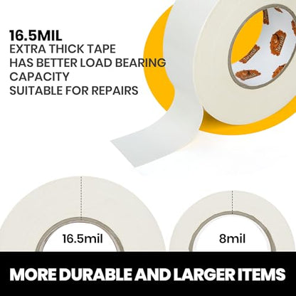 TAPEBEAR 16.5mil Thick White Duct Tape Heavy Duty 1.88" x 105FT, Strong Tough Utility Ducting Tape Waterproof, No Residue, Flexible, Hand Tear Binding Tape for Bundle, Patch, Protect & Repair - color: White