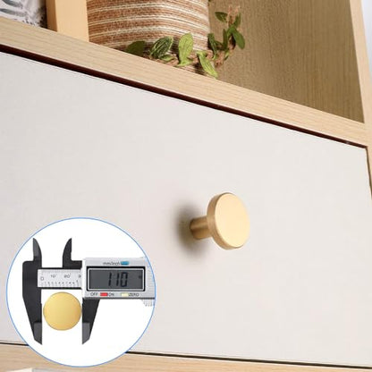 8 Pcs Gold Cabinet Knobs,Brushed Brass Round Kitchen Cabinet Hardware Pulls Knobs Gold for Dresser Drawer Cupboard Furniture Closet Wardrobe Door Knobs Handles, with Screwdriver,20x28 mm - size: 28mm/1.1inch (8 pcs Brass)