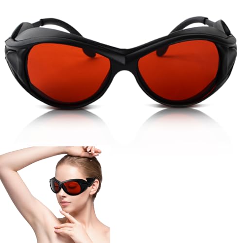 IPL & Laser Safety Glasses 190-550nm - Professional Protective Goggles for Laser Hair Removal, Tattoo & Eyebrow Removal, Eye Protection for Cosmetology Operators - color: Red-1