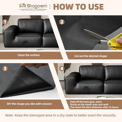 Shagoom Leather Repair Patch, Repair Patch Self Adhesive Waterproof, DIY Large Vinyl Patches for Couches, Furniture, Kitchen Cabinets, Wall （Dark Brown, 3.5X79 Inch） - color: Dark Brown, size: 3.5X79 inch