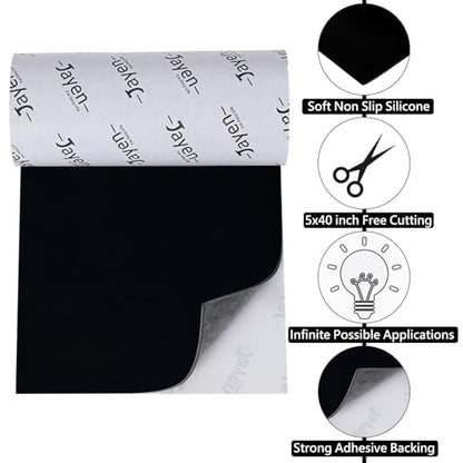 Non Slip Self Adhesive Silicone Cuttable Furniture Pads - 5x40 inch Versatile Non-Slip Silicone Pads for Variety of Objects, Appliances and Furniture - color: 5x40 Black