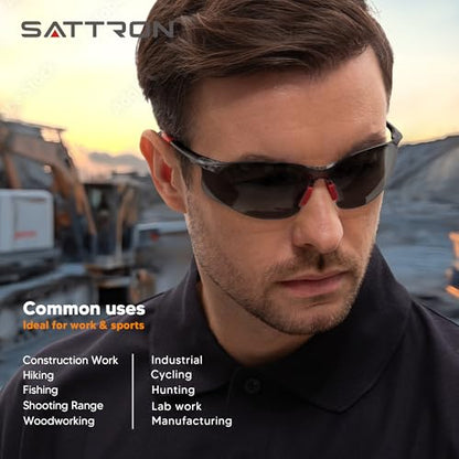 Safety Glasses Tinted 24 Pack, Protective Eyewear for Men Women UV Protection ANSI Z87.1, Safety Sunglasses Bulk Scratch Impact Resistant Eye Protection with Nose Pads for Construction Work Smoke - color: Smoke Lens/Red Temples, style: 24 Pack
