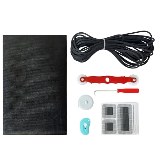 7-in-1 Window Screen Replacement Kit, Screen Patch Repair Kit with 47.2 "x118" Fiberglass Mesh/39.3FT Splines/10 Screens Repair Tape, Suitable for Sliding Screens Doors, Windows, etc