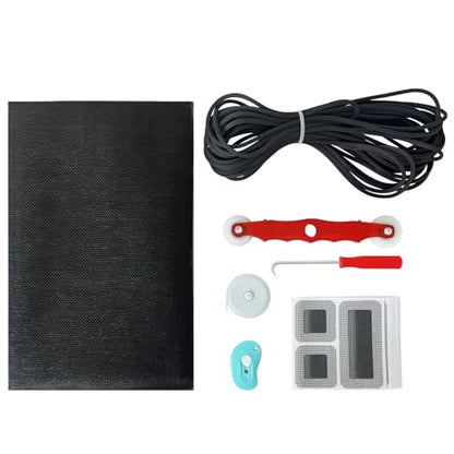 7-in-1 Window Screen Replacement Kit, Screen Patch Repair Kit with 47.2 "x118" Fiberglass Mesh/39.3FT Splines/10 Screens Repair Tape, Suitable for Sliding Screens Doors, Windows, etc
