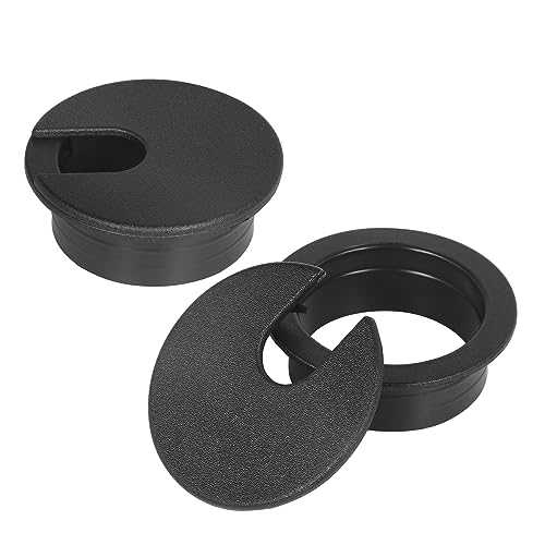 1-3/8" Black Desk Grommet, JTemgle Plastic Cable Hole Cover Computer Table Cord Wire Organizer Caps Desktop Cord Management for Home Office TV Stands Tabletops, 2 Pieces - color: Black, size: 1-3/8" / 35mm