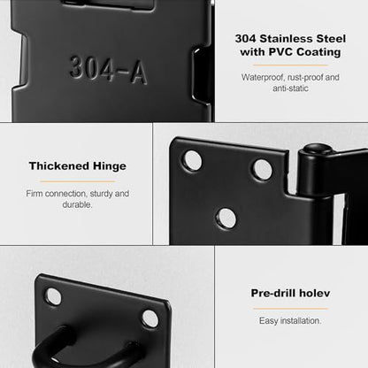 90 Degree Door Lock Latch, 4 Inch Stainless Steel Hasp Latch with Padlock Keys Screws, Heavy Duty Hasp Lock, Waterproof Pad Lock Latches for Mailbox Wooden Gate Shed Cabinet - style: 90 Degree