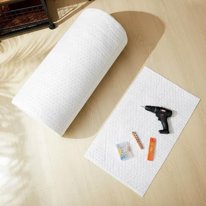 SmoothNovelty 30" W x 150' l Oil Absorbent Mat Roll Oil Pads Absorbs up to 40.2 Gallons Heavyweight Mat Roll for Protecting Home Garage Basement (White) - color: White