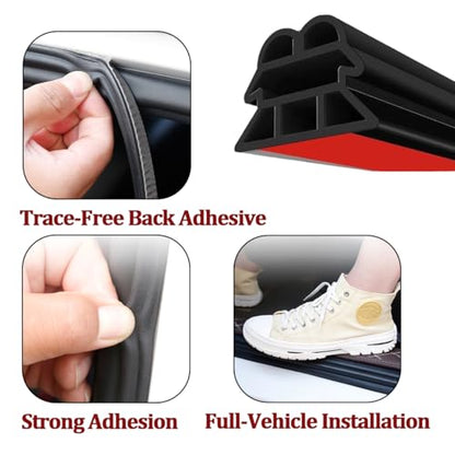 Car Door Seal Strip, 32.8FT Thickened Rubber 3-Layer Soundproof Vehicle Window Weather Stripping, Noise Insulation Auto Seal Weatherstrip Edge Protector Trim, Universal for Vehicle - color: 3-Layer/32.8FT