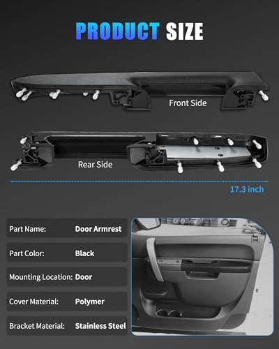 22818470 Front Right Passenger Side Armrest Repair Kit Fit for Chevy Silverado/GMC Sierra 1500 2500HD 3500HD 2010–2014 - color: Black/Ebony, size: Passenger Side